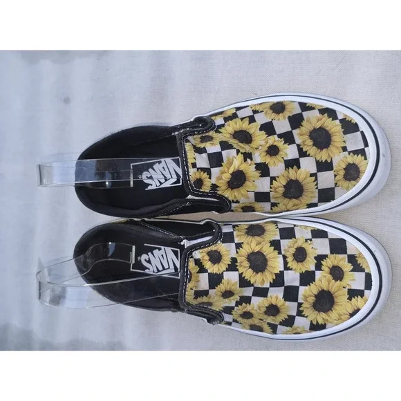 WOMEN'S VANS ASHER CHECKER SUNFLOWERS SKATE SHOES SIZE 7 - Picture 4 of 10
